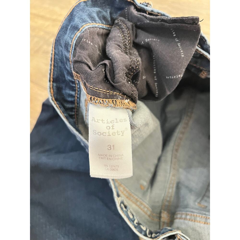 Articles Of Society Jeans Sz 31 Blue Denim Stretch Mid-Rise Straight Leg Zip Fly - Picture 7 of 8